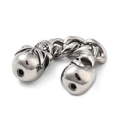 304 Stainless Steel Halloween Skull Chain Connector Charms STAS-V008-18AS-1