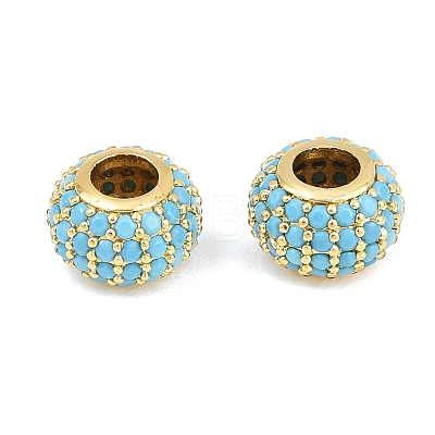 Brass Micro Pave Cubic Zirconia European Beads RB-CBAB488-01-1