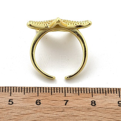 Starfish Brass Cuff Rings for Women RJEW-C123-02G-1