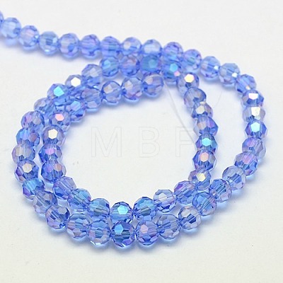 Faceted(32 Facets) Electroplate Glass Beads Strands X-EGLA-J042-8mm-AB02-1