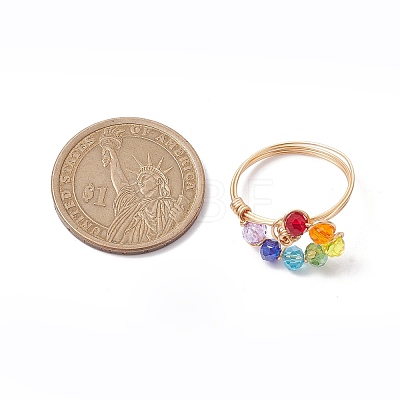 Colorful Glass Teardrop Finger Ring RJEW-JR00653-1