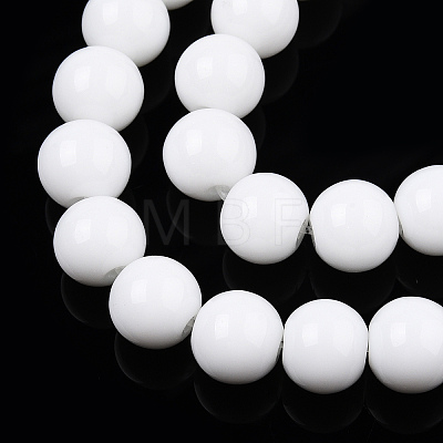 Opaque Solid Color Glass Beads Strands X-GLAA-T032-P8mm-02-1