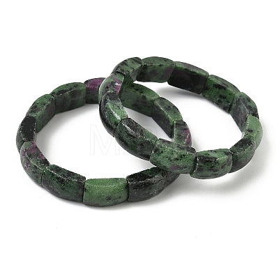 Natural Ruby in Zoisite Bead Stretch Bracelets for Women Men BJEW-C097-02A-15-1
