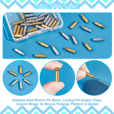 Unicraftale 40Pcs 2 Color 202 Stainless Steel Brooch Pin Backs STAS-UN0049-48-1