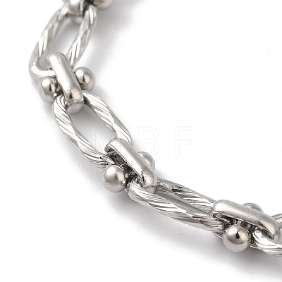 Non-Tarnish 304 Stainless Steel Twisted Oval Link Chain Bracelets for Women BJEW-B092-08P-02-1