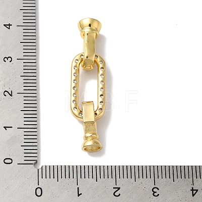 Oval Rectangle Rack Plating Brass Micro Pave Clear Cubic Zirconia Fold Over Clasps KK-A225-12G-1