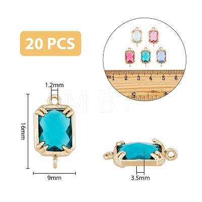 20Pcs 5 Colors Brass Glass Connector Charms GLAA-DC0001-14-1