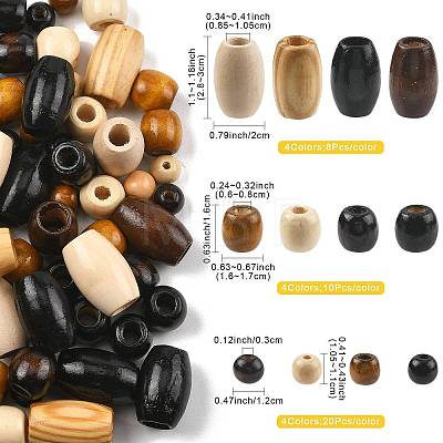 152Pcs 12 Styles Dyed Natural Maple Wood Beads WOOD-FS0002-53-1