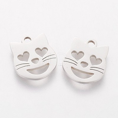 201 Stainless Steel Kitten Charms STAS-Q201-T111-1