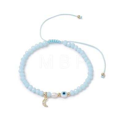 Brass Cubic Zirconia Charm Bracelets BJEW-JB12398-1