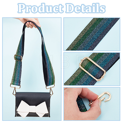 Stripe Pattern Glittered Polyester Adjustable Webbing Bag Straps PURS-WH0005-82KCG-01-1