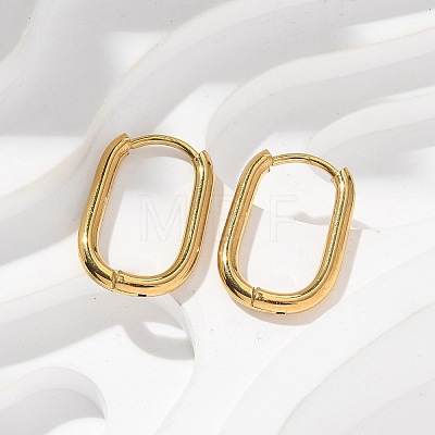 Ion Plating(IP) 304 Stainless Steel Oval Hoop Earrings EJEW-M218-02A-G-1
