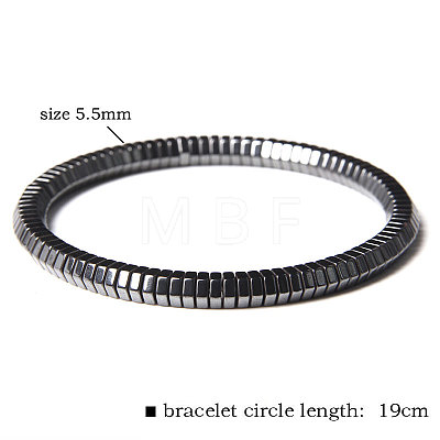 5.5MM Synthetic Non-magnetic Hematite Geometric Beaded Stretch Bracelets WGA5C5D-02-1