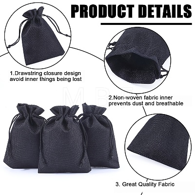 Beebeecraft Polyester Imitation Burlap Packing Pouches Drawstring Bags ABAG-BBC0001-02B-02-1