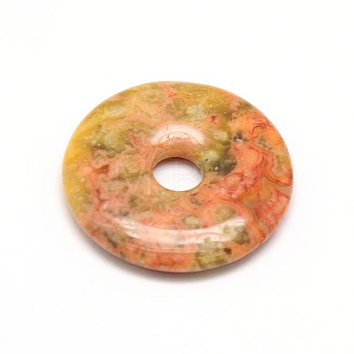 Donut/Pi Disc Natural Gemstone Pendants G-L234-30mm-06-1