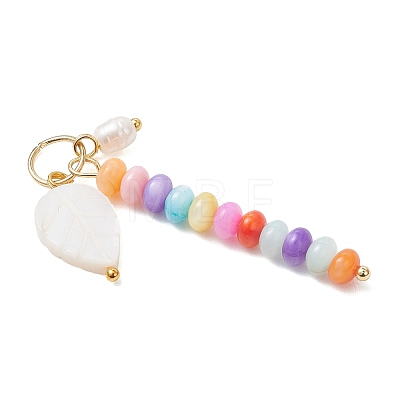 Natural Freshwater Shell Dyed Rondelle Beaded Pendants PALLOY-JF04742-1