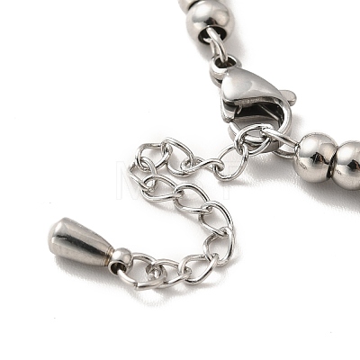 304 Stainless Steel Bell Charm Bracelet with 201 Stainless Steel Round Beads for Women BJEW-B057-16P-1