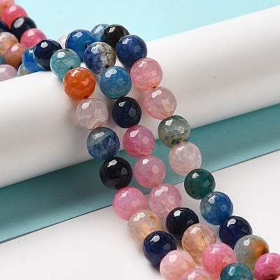 Dyed Natural Multi-Color Agate Beads Strands G-R177-10mm-07-1