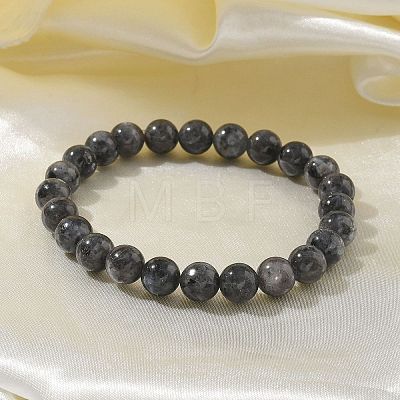 Natural Larvikite Bead Stretch Bracelets X-BJEW-K212-B-046-1