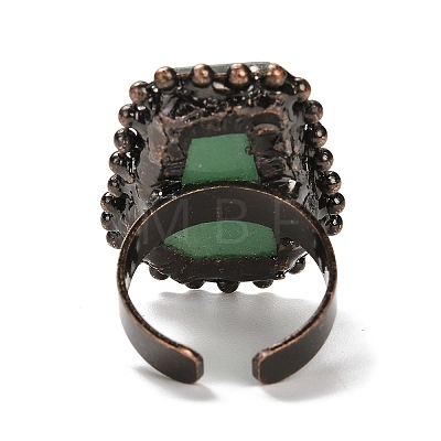 Natural Green Aventurine Open Cuff Ring RJEW-M166-03R-D-1