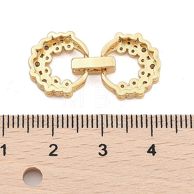 Brass Micro Pave Clear Cubic Zirconia Fold Over Clasps KK-C075-02G-1