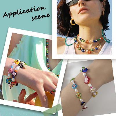 150Pcs 10 Styles Handmade Millefiori Lampwork Beads LAMP-PA0001-81-1