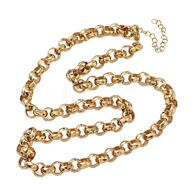 7MM 304 Stainless Steel Rolo Chain Necklaces for Women Men NJEW-Z115-01G-1