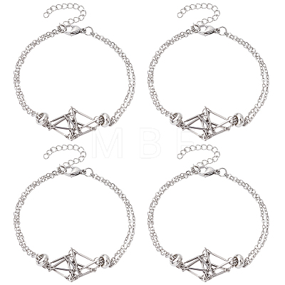 6Pcs 201 Stainless Steel Macrame Pouch Braided Gemstone Holder Bracelet Making BJEW-SC0001-72-1
