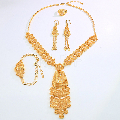 Women's Alloy Filigree Bracelets & Earrings & Necklaces & Rings Sets HQ9335-1