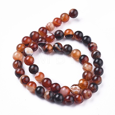 Natural Striped Agate/Banded Agate Beads Strands G-I261-C05-8mm-1