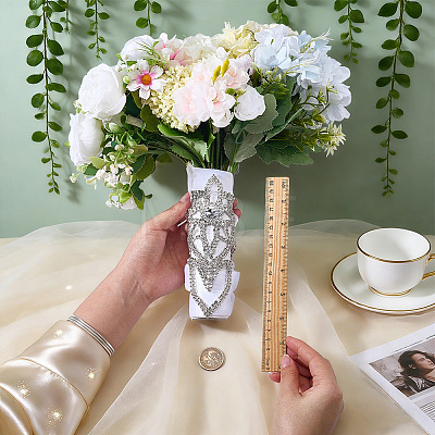 Brass & Polyester & Rhinestone Flower Bouquet Ribbon DIY-FG0010-31-1