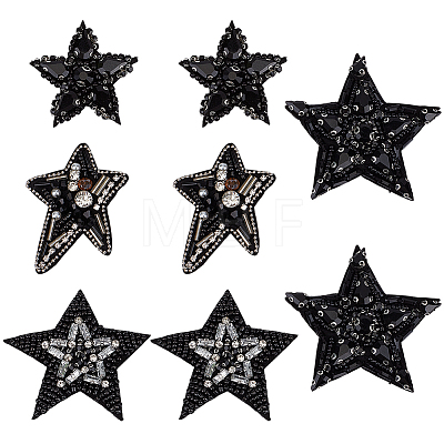 8Pcs 4 Styles Star Cloth Sew on Patches DIY-FG0010-23-1