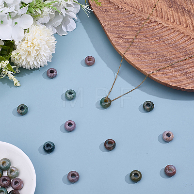 25Pcs Natural Indian Agate European Large Hole Beads G-HY0002-07-1