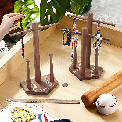 2 Bags 2 Styles Wood Baseball Ring Display Stands DJEW-OC0001-56-1