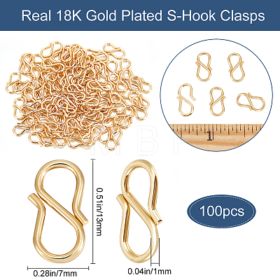 100Pcs 304 Stainless Steel S-Hook Clasps STAS-BBC0003-04-1