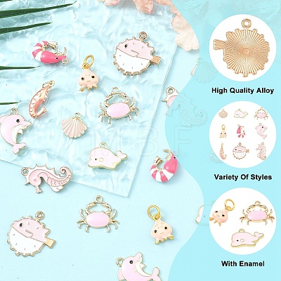 9Pcs 9 Styles Alloy Enamel Pendants ENAM-YW0008-11-1