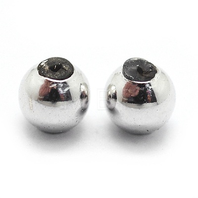 Rhodium Plated 925 Sterling Silver Stopper Beads STER-I016-106B-P-1