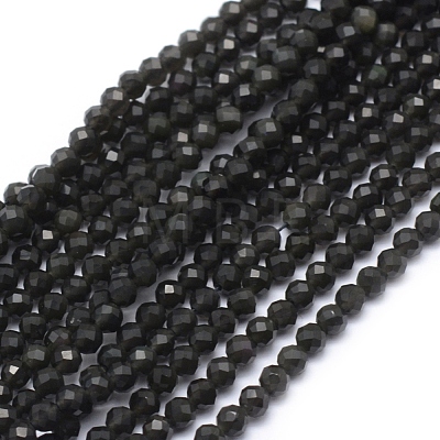 Natural Obsidian Beads Strand G-E411-33-4mm-1