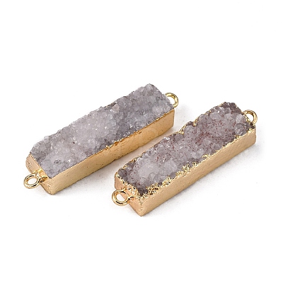 Electroplated Natural Druzy Agate Links/Connectors G-G656-02F-1