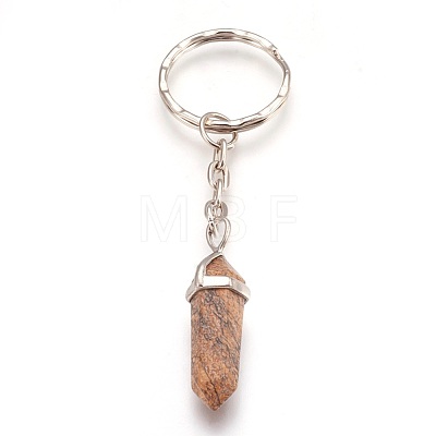 Natural & Synthetic Mixed Stone Pointed Keychain KEYC-JKC00161-M-1