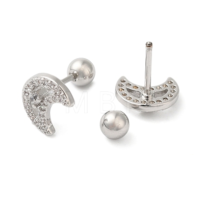 Moon Brass Micro Pave Clear Cubic Zirconia Ear Plug Gauges EJEW-L289-02P-01-1