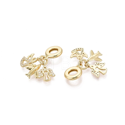 Brass Micro Pave Clear Cubic Zirconia European Dangle Charms KK-N287-33F-G-1