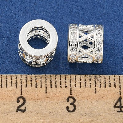 Rack Plating Brass Micro Pave Clear Cubic Zirconia European Beads KK-L215-326S-1