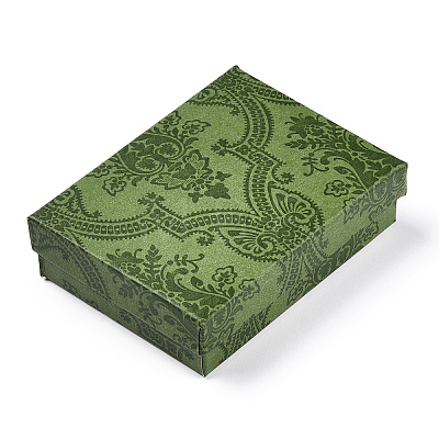 Flower Printed Cardboard Jewelry Boxes X-CBOX-T006-08C-1