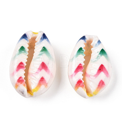 Printed Cowrie Shell Beads SSHEL-ZX006-07C-1