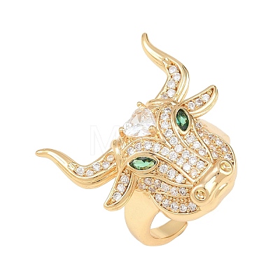 Brass Micro Pave Cubic Zirconia Cuff Open Rings CU-Z002-01G-1