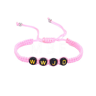 Adjustable Unisex Letter WWJD Acrylic Braided Bead Bracelets RA5830-1-1