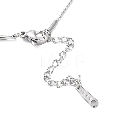 304 Stainless Steel Twist Rectangle Pendant Necklace with Snake Chains NJEW-K252-01P-1
