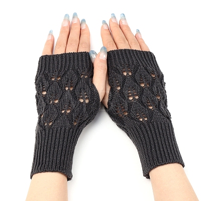 Warm Knitted Acrylic Fiber Half Sleeve Gloves PW-WGFF8D0-05-1