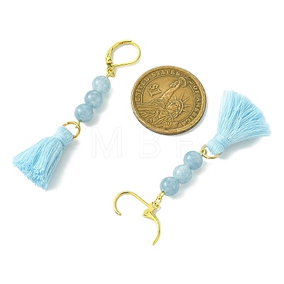 Polycotton Tassel Leverback Earrings EJEW-JE06004-1